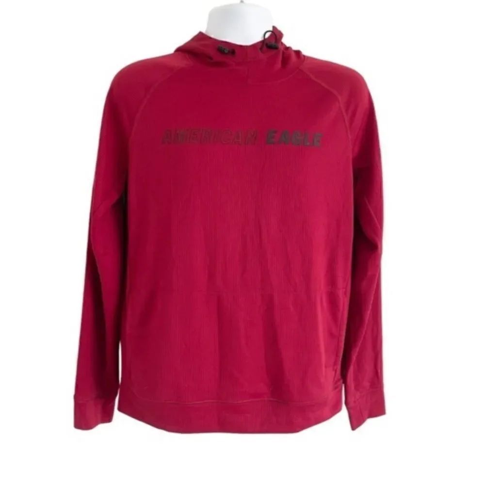 American eagle men’s burgundy red thermal flex pull over hoodie size small